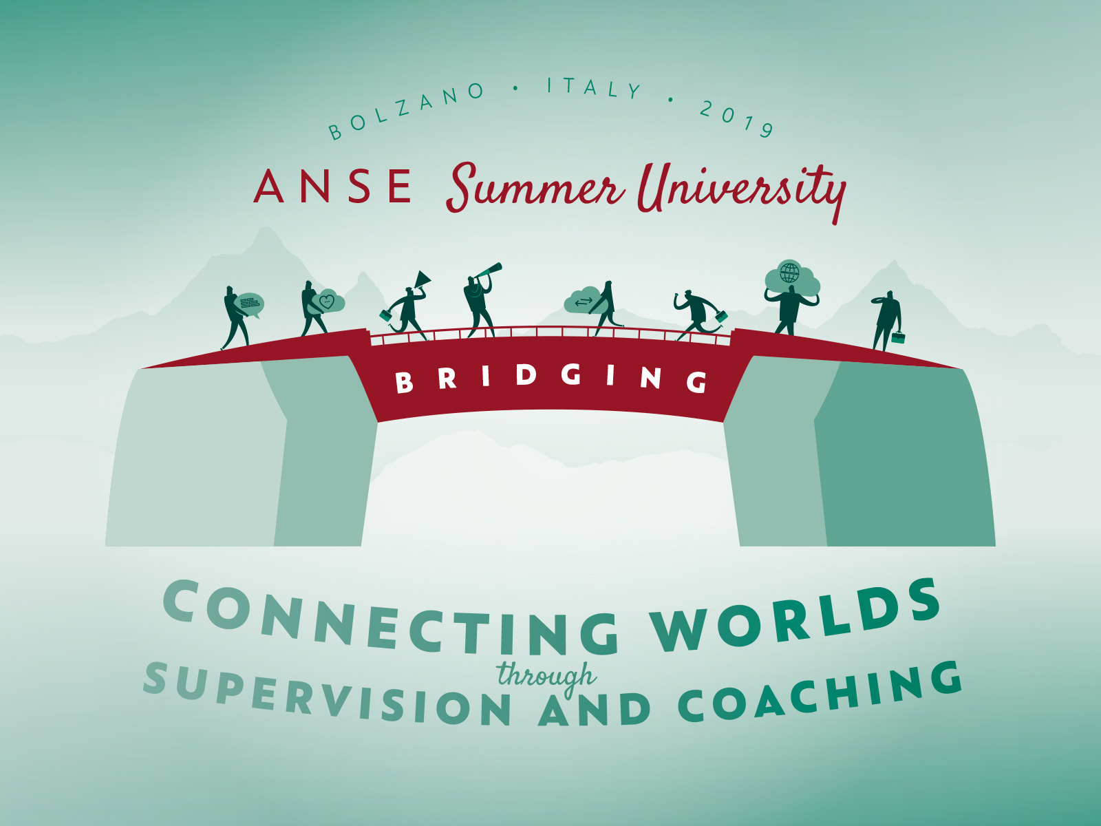 ANSE Summer University 2019 in Bolzano, Italy. Organised by BSC ASC Supervision and Coaching. Illustration Design by adpassion, Waldemar Kerschbaumer.